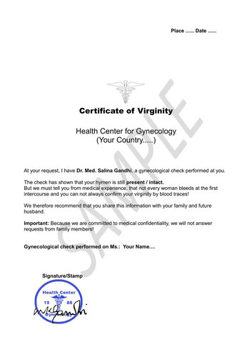 Certificate of Virginity - VirginiaCare